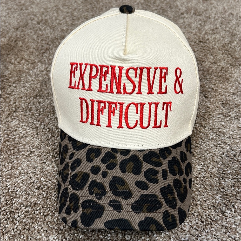 Expensive and Difficult Cream and Leopard or White and Pink Print Hat - Picture 8 of 9